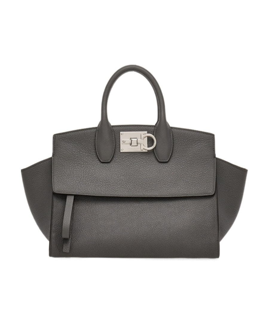 Ferragamo The Studio Small Leather Top-handle Bag In Black