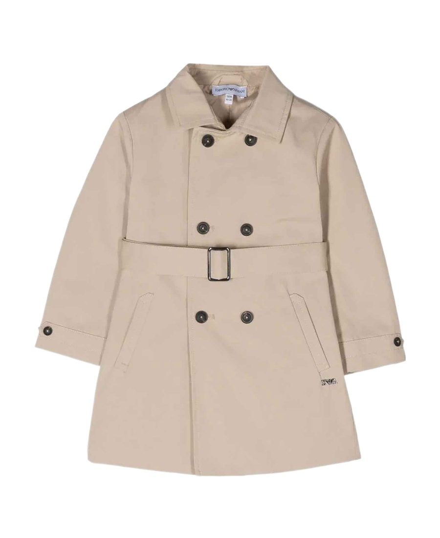 Emporio Armani Belted Trench Coat In Nude