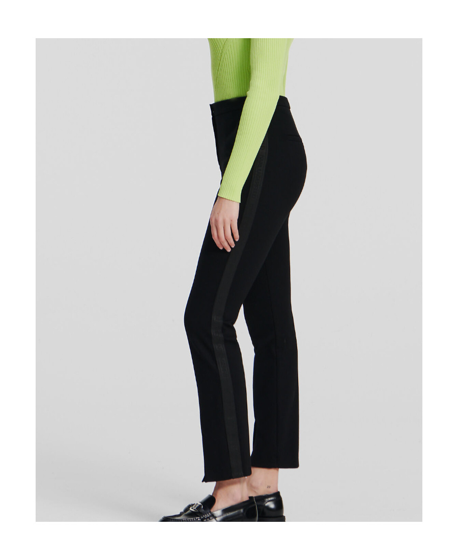 Shop Karl Lagerfeld Logo-tape Straight-leg Trousers In Black