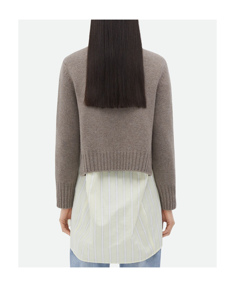 Bottega Veneta Round-neck Long-sleeved Sweater In Gray