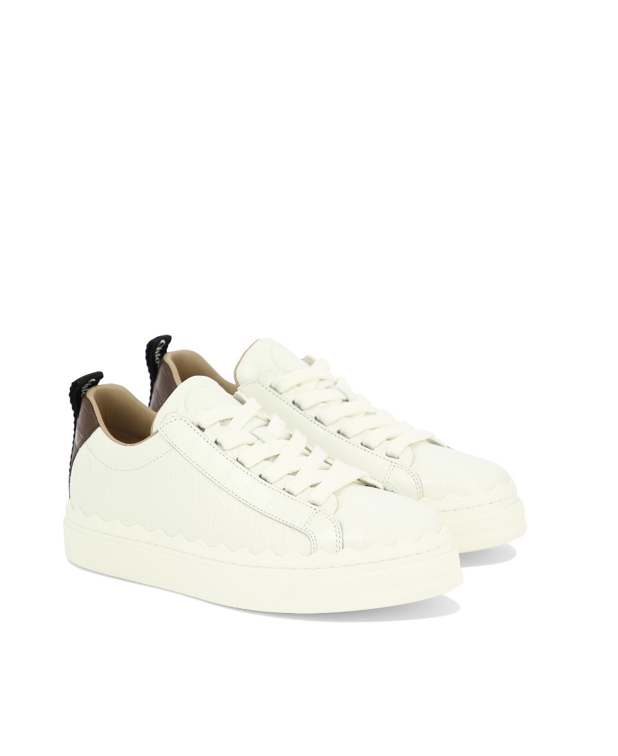Chloé Lauren Logo Pull-tab Sneakers In White