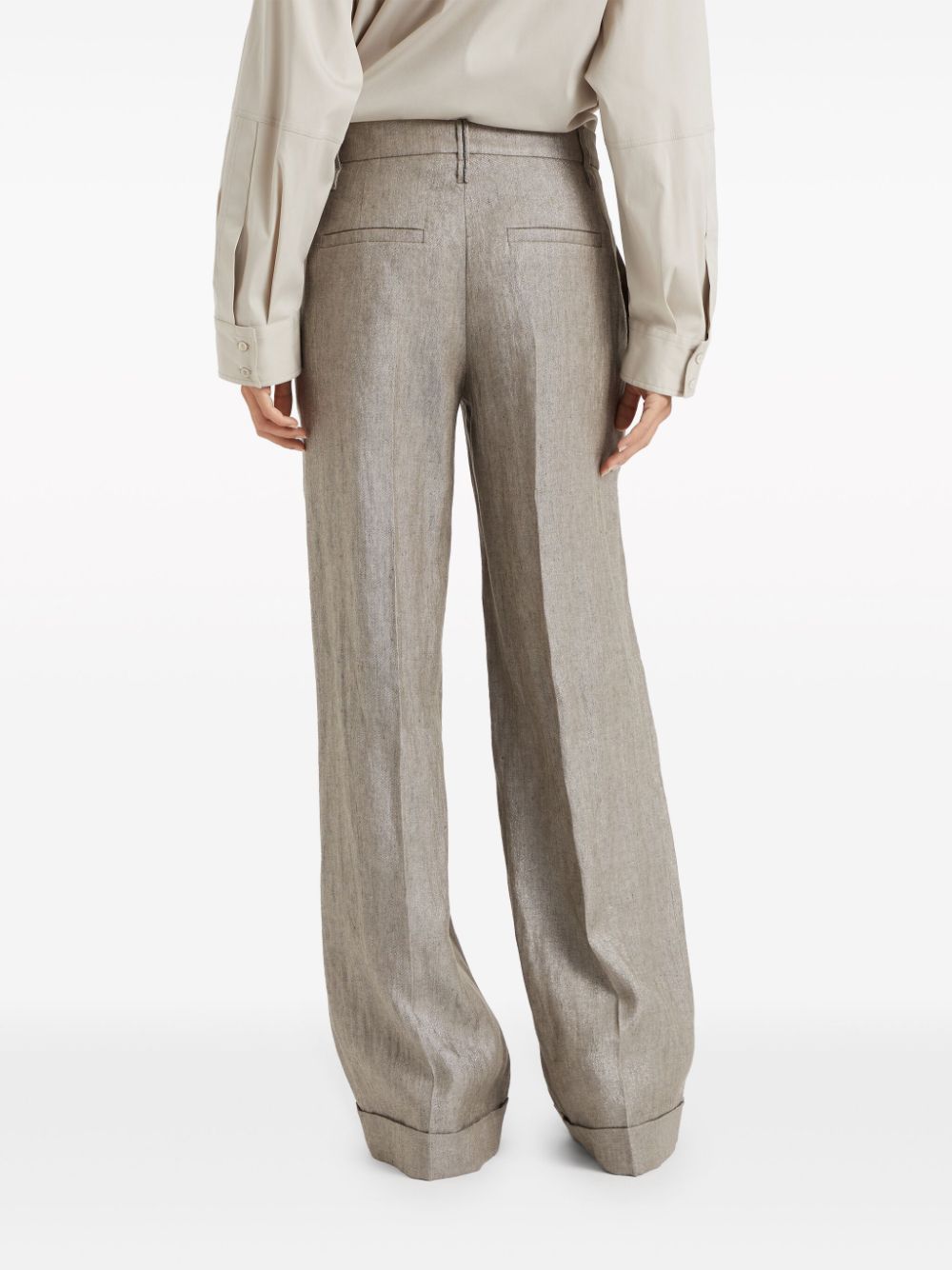 Brunello Cucinelli Pressed-crease Wide-leg Trousers In Gray