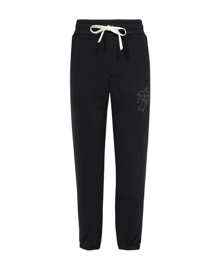 Palm Angels Palm Printed Drawstring Pants In Black