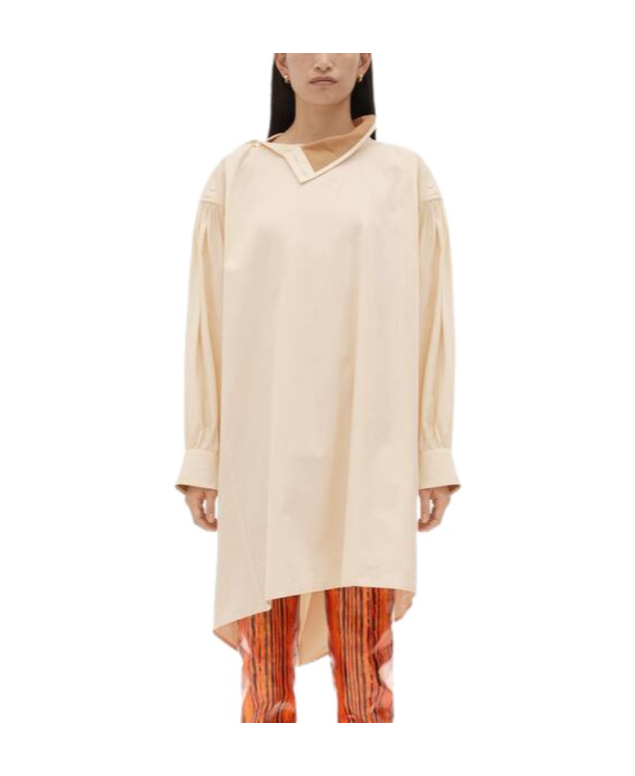 Bottega Veneta Long-sleeved Pleated Dress In White