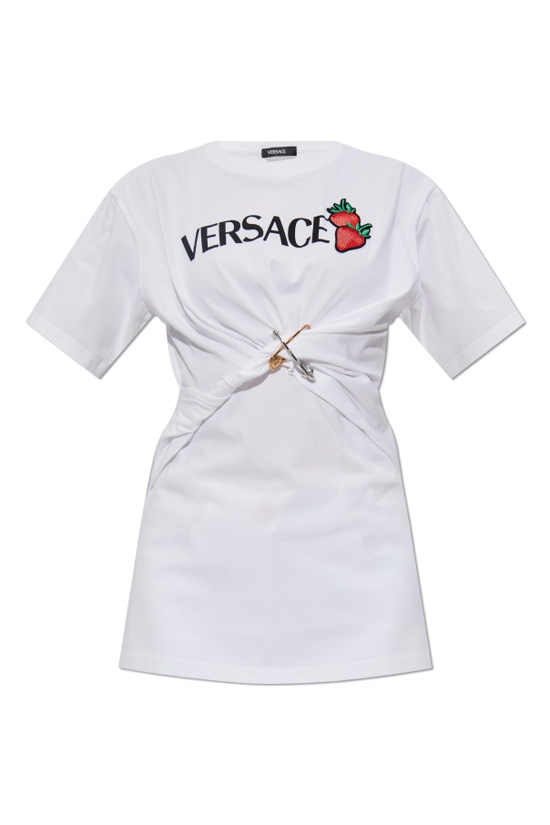 Versace Safety Pin Embroidered T-shirt In White