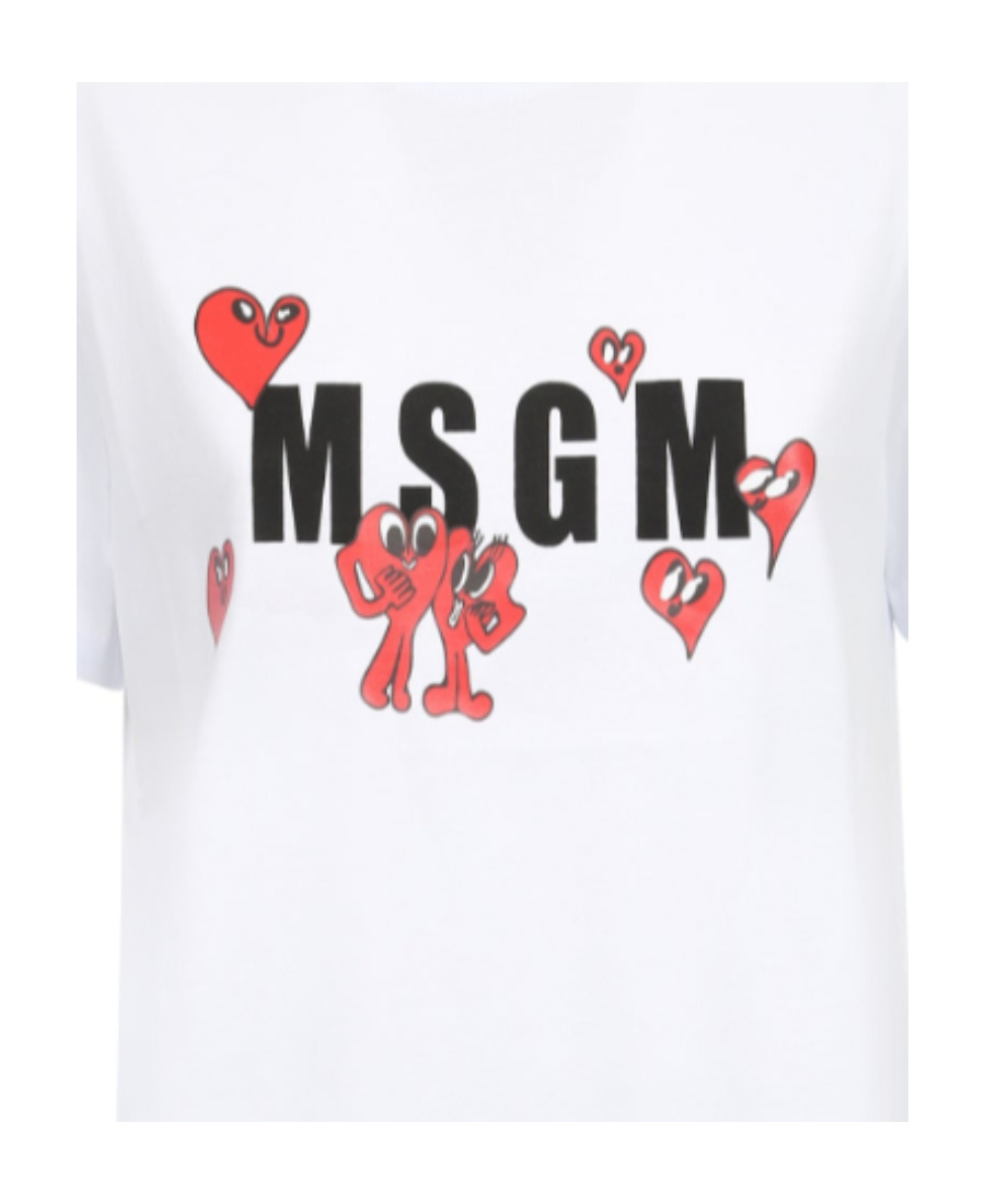 Msgm Logo-print Crewneck T-shirt In White
