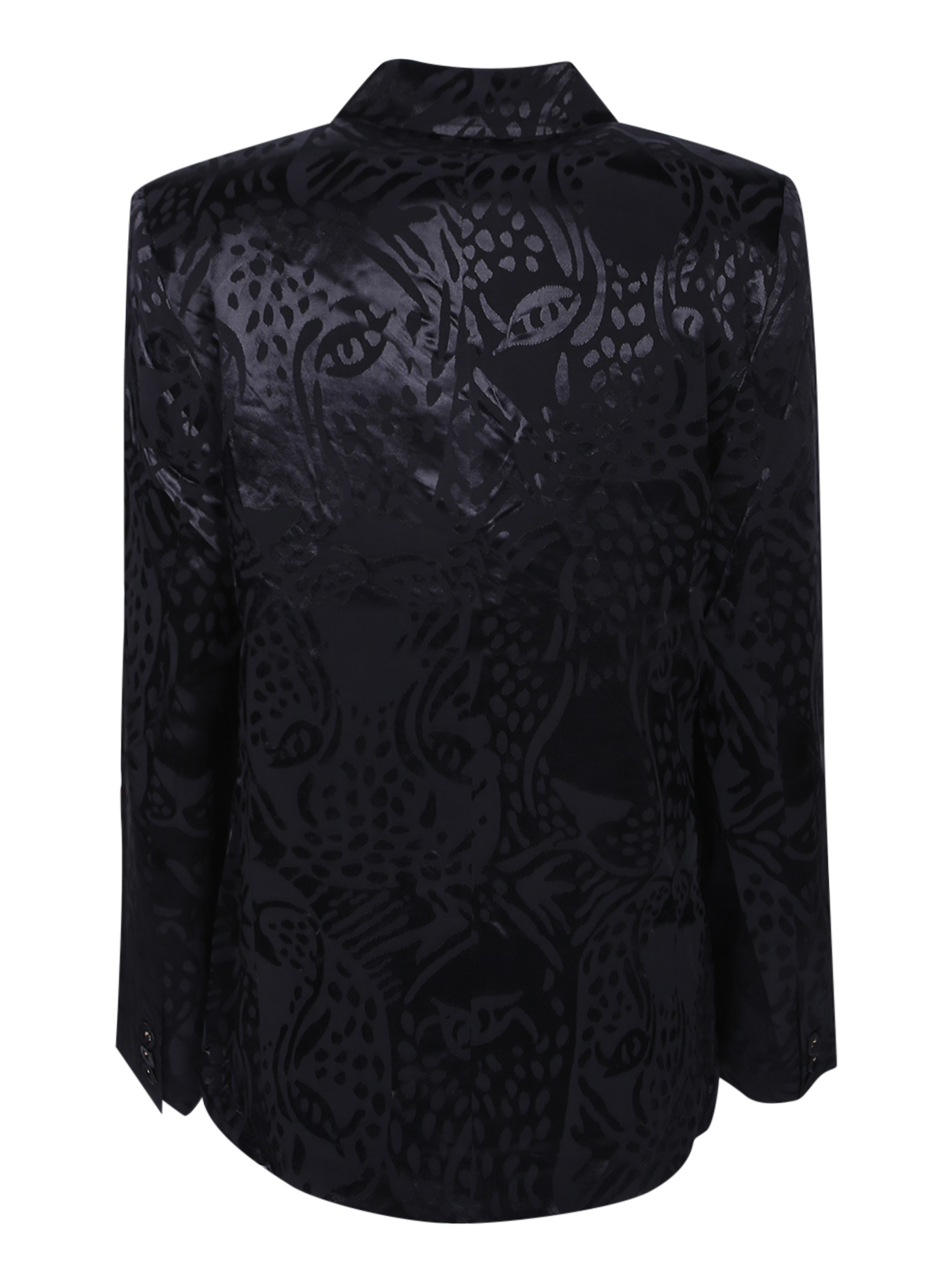 Farm Rio Patterned Double-breasted Jacket In Black