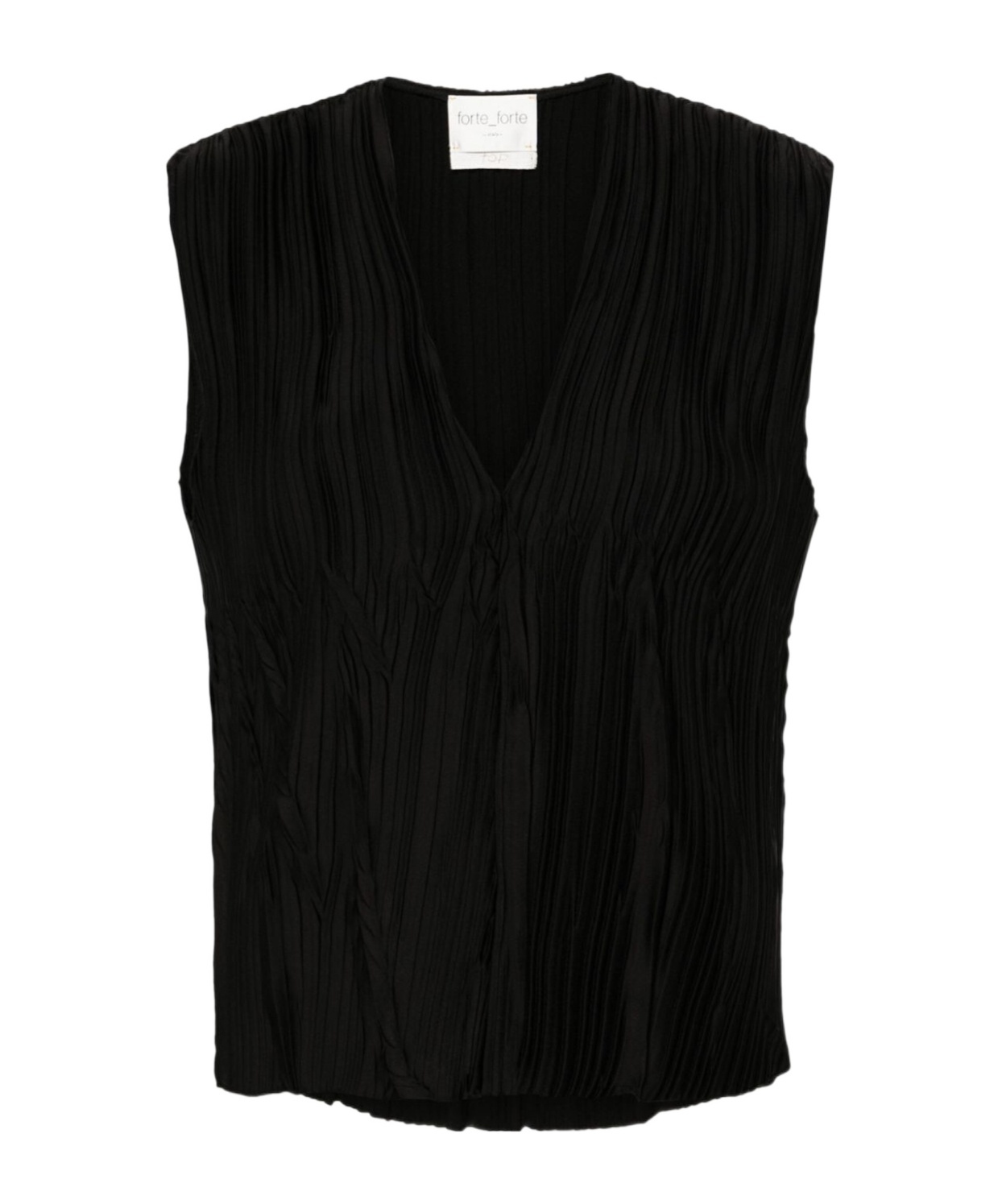 Forte Forte Pleated V-neck Sleeveless Top In Black