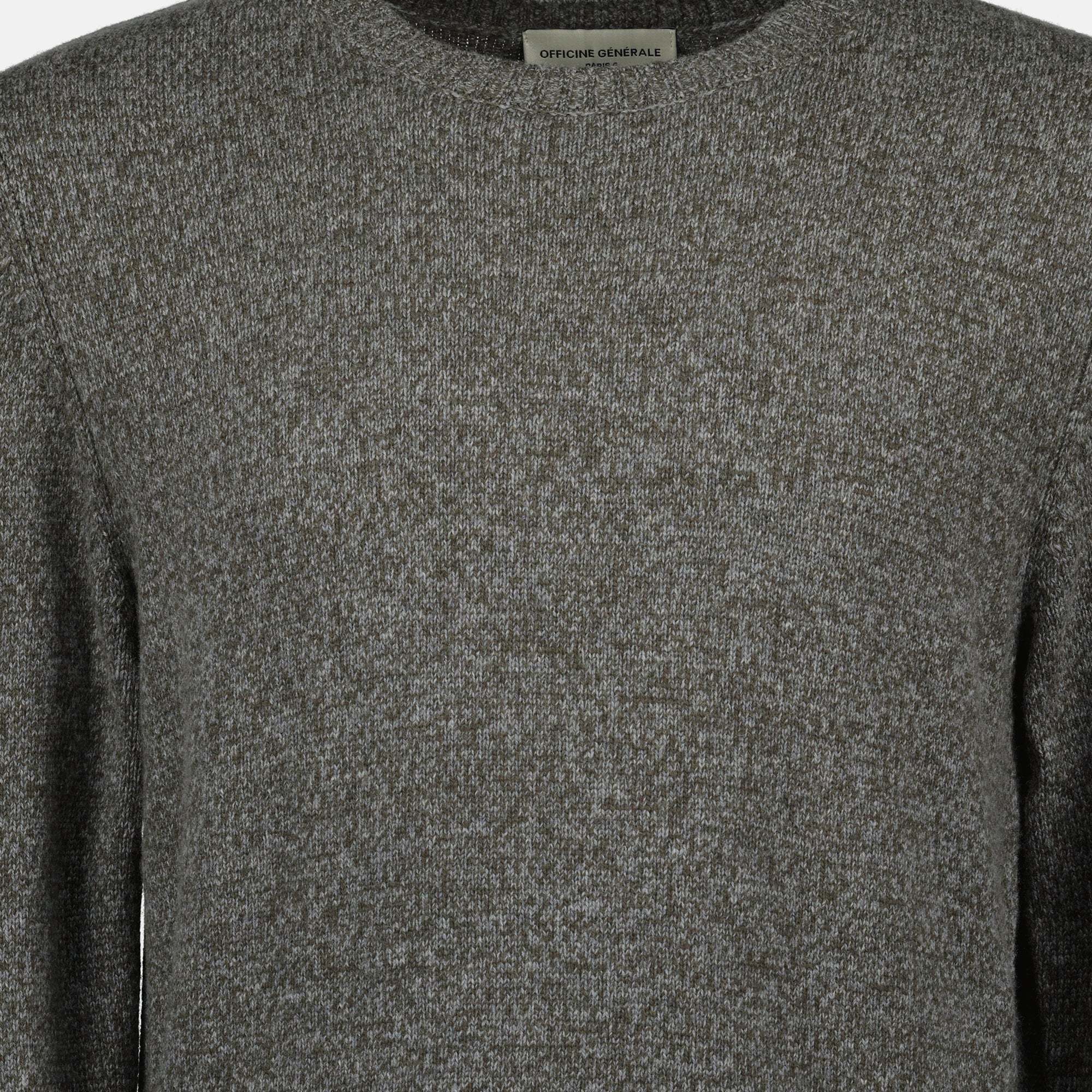 Officine Generale Crew Neck Long-sleeved Sweater In Gray