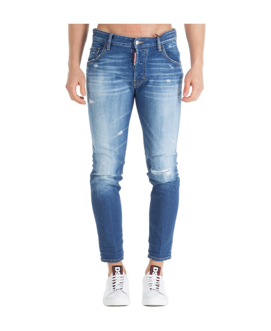 Dsquared2 Distressed Skater Jeans In Blue
