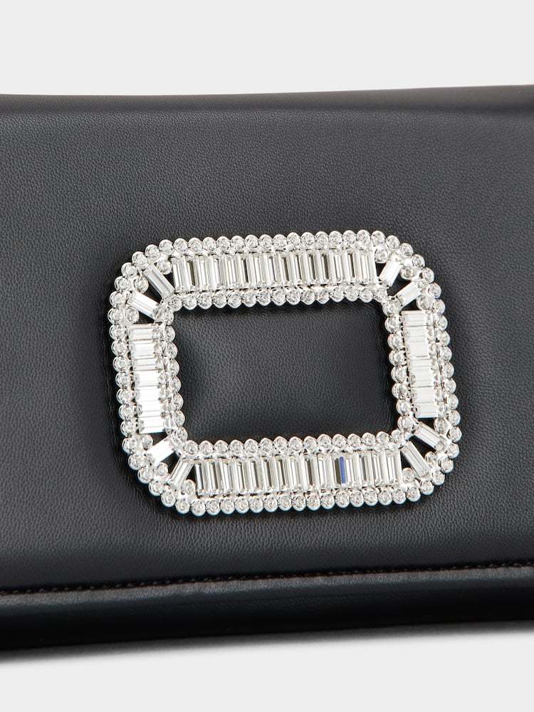 Roger Vivier Embellished Foldover Top Tote Bag In Black
