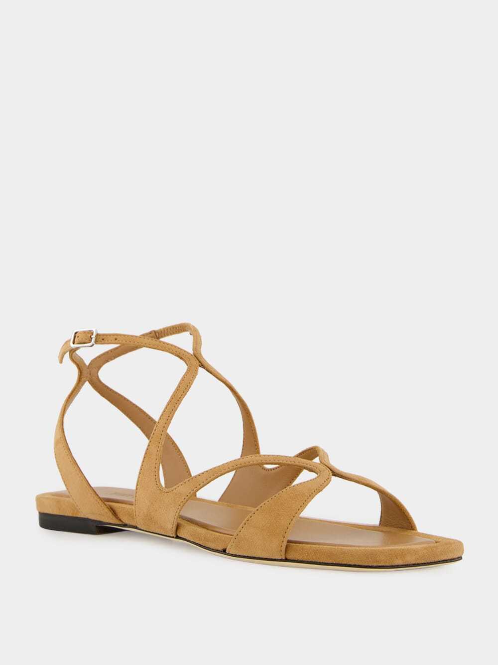 Jimmy Choo Women Camel Suede Ayla Sandals In Animal Print