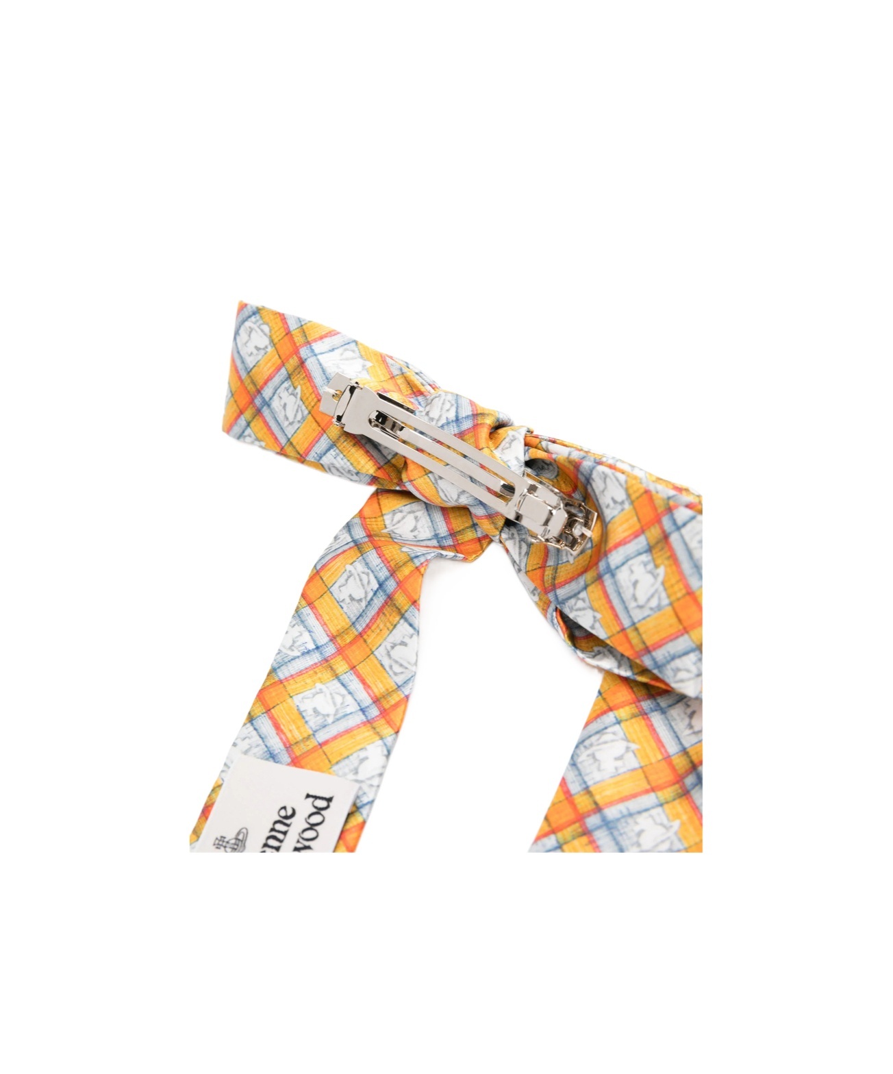 Vivienne Westwood Yellow Hair Clip With Orb Check Motif In Silk Woman In White