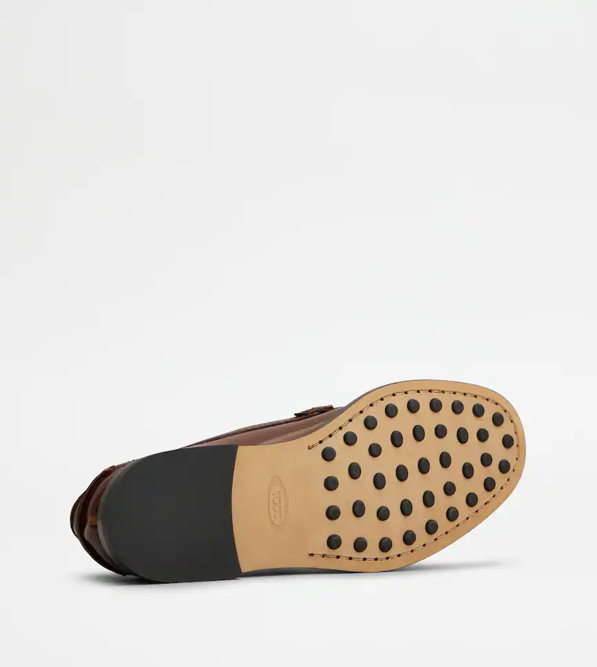 Tod's Caramel Leather Loafers In Multi