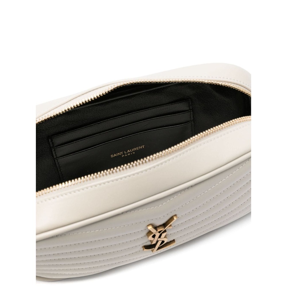 Saint Laurent Lou Logo Plaque Mini Shoulder Bag In White