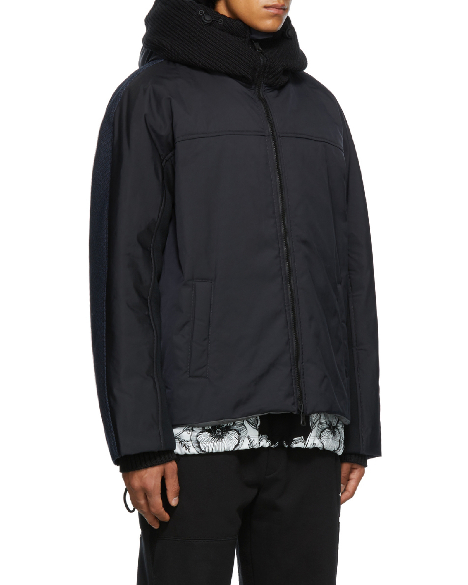 Valentino Panelled Padded Jacket In Black