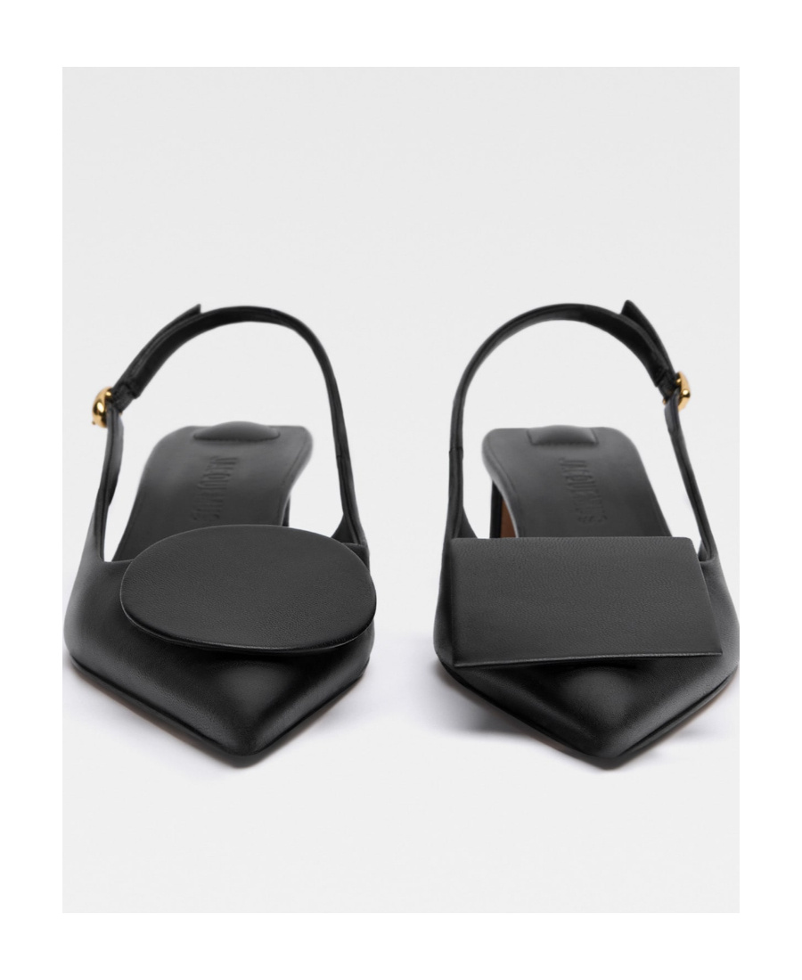 Shop Jacquemus Circle Square Kitten Slingbacks In Black