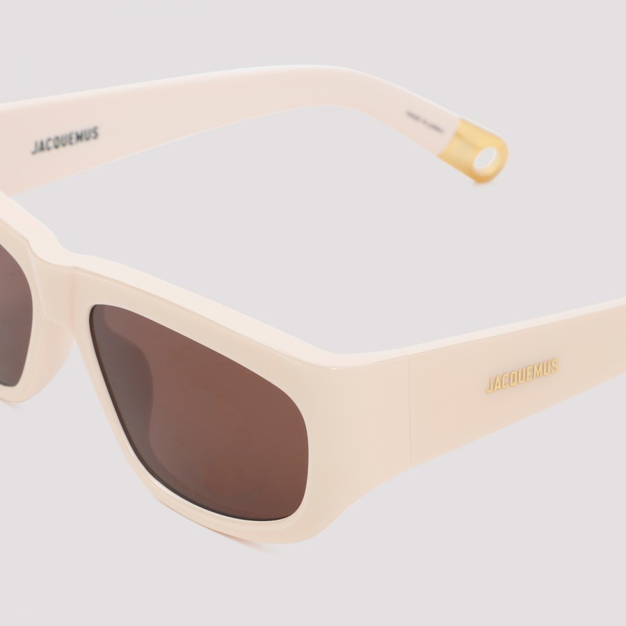 Jacquemus Cream Pilota Sunglasses In Brown