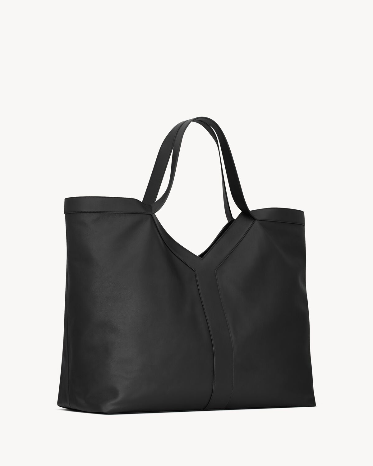 Saint Laurent Y Maxi Tote In Grained Leather In Black
