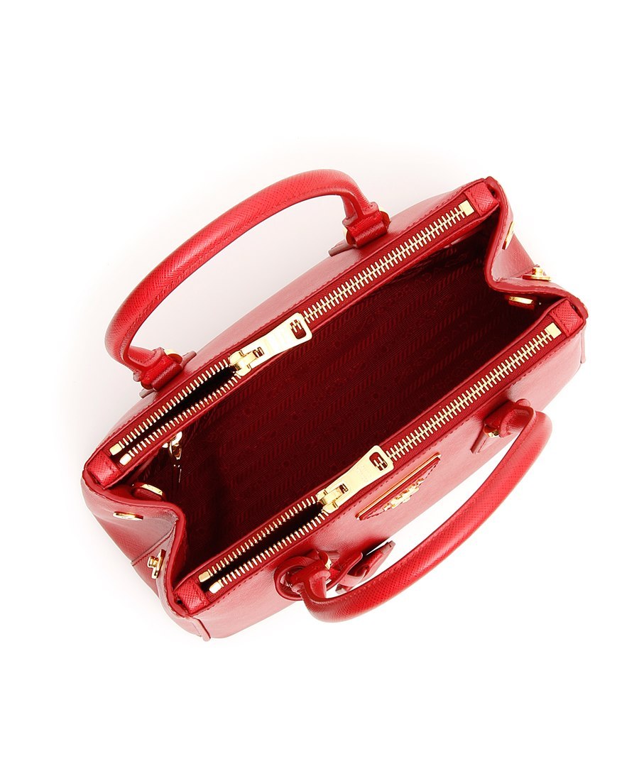 Shop Prada Galleria Small Shoulder Bag In Red