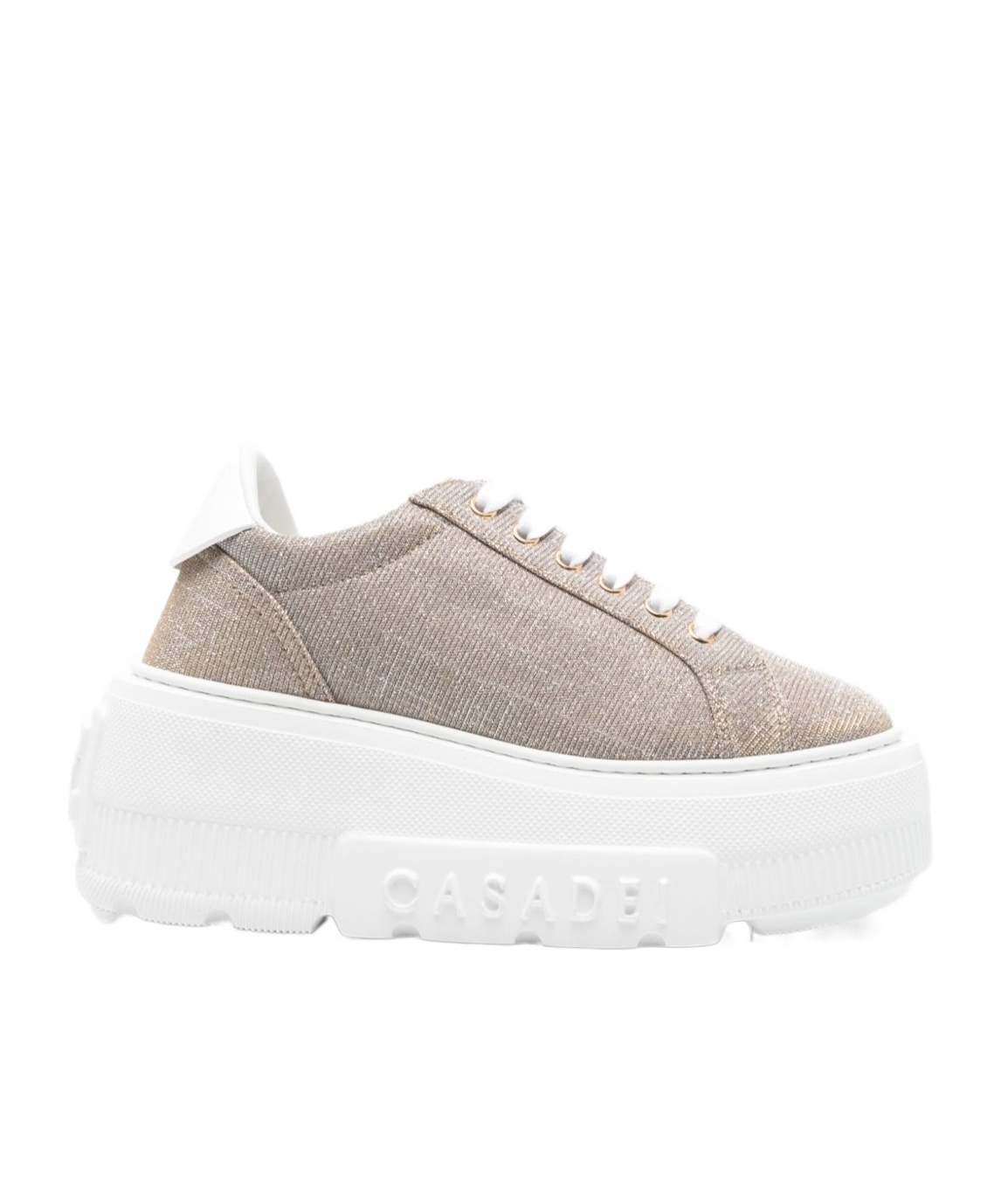 Casadei Low Top Platform Sneakers With Metallic Finish In Gold