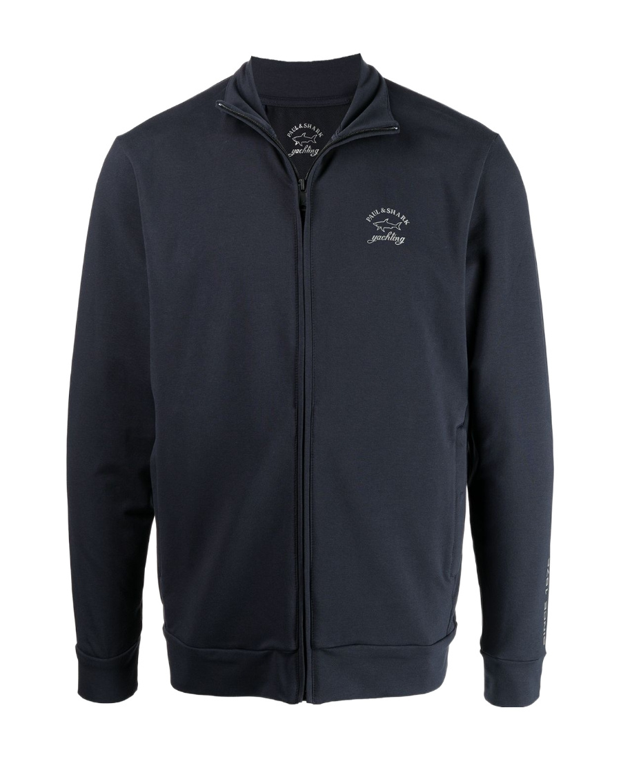 Paul & Shark Logo-print Zip Sweatshirt In Black