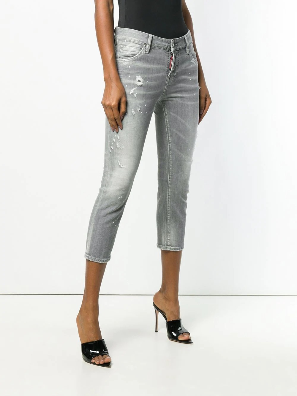 Dsquared2 Stone Wash Tight Jeans In Gray