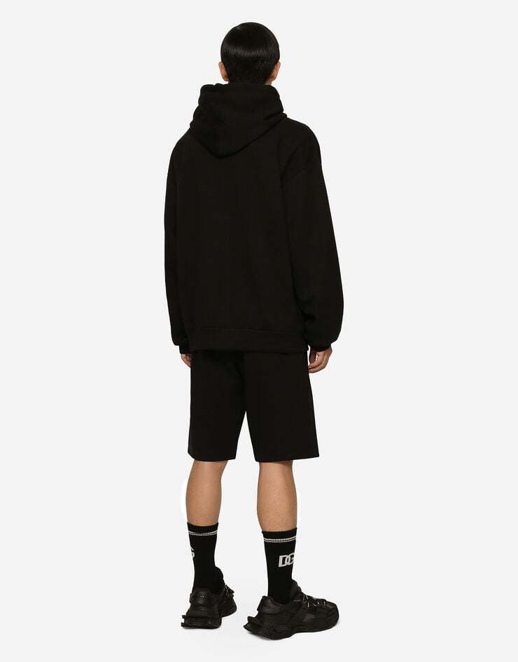 Dolce & Gabbana Drawstring-waist Cotton-blend Track Shorts In Black