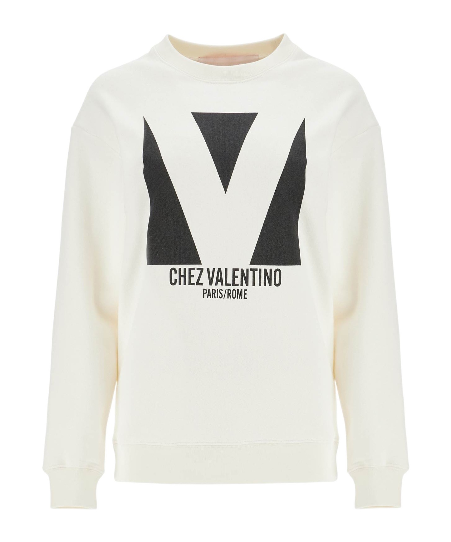 Valentino Round-collar Long-sleeve Hoodie In White