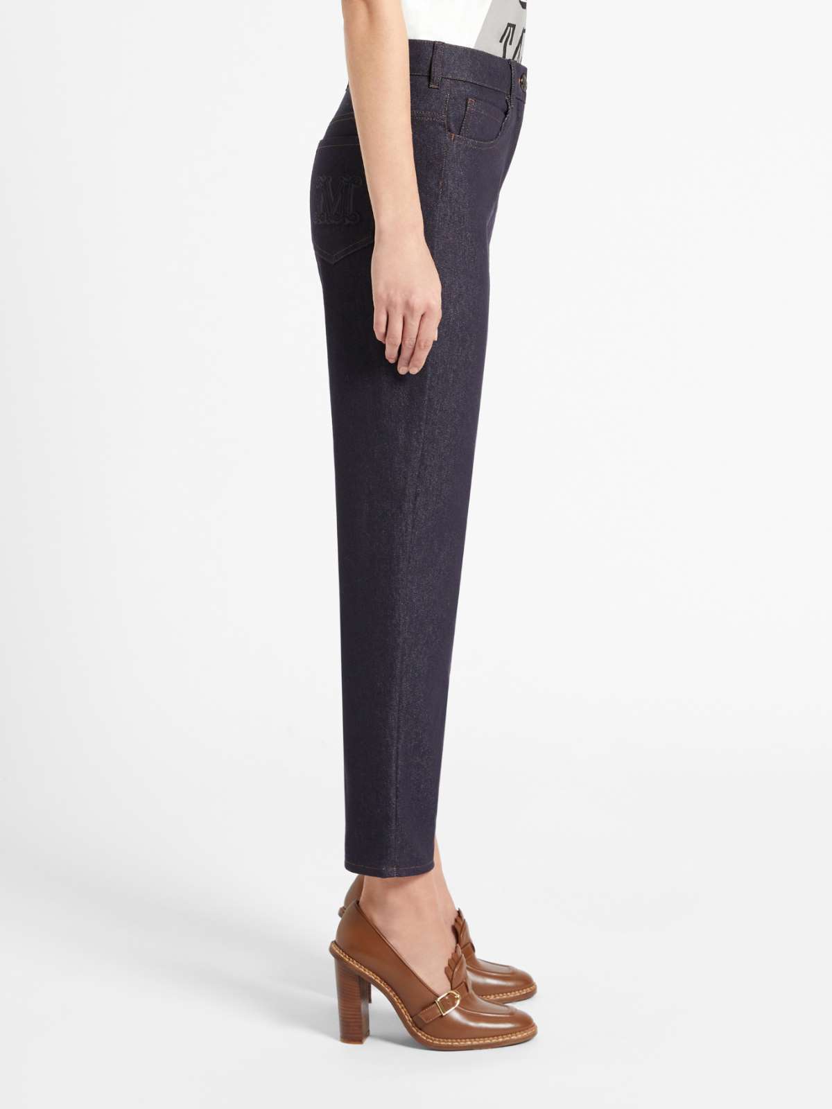 Max Mara Navy Blue Slim Jeans In Black
