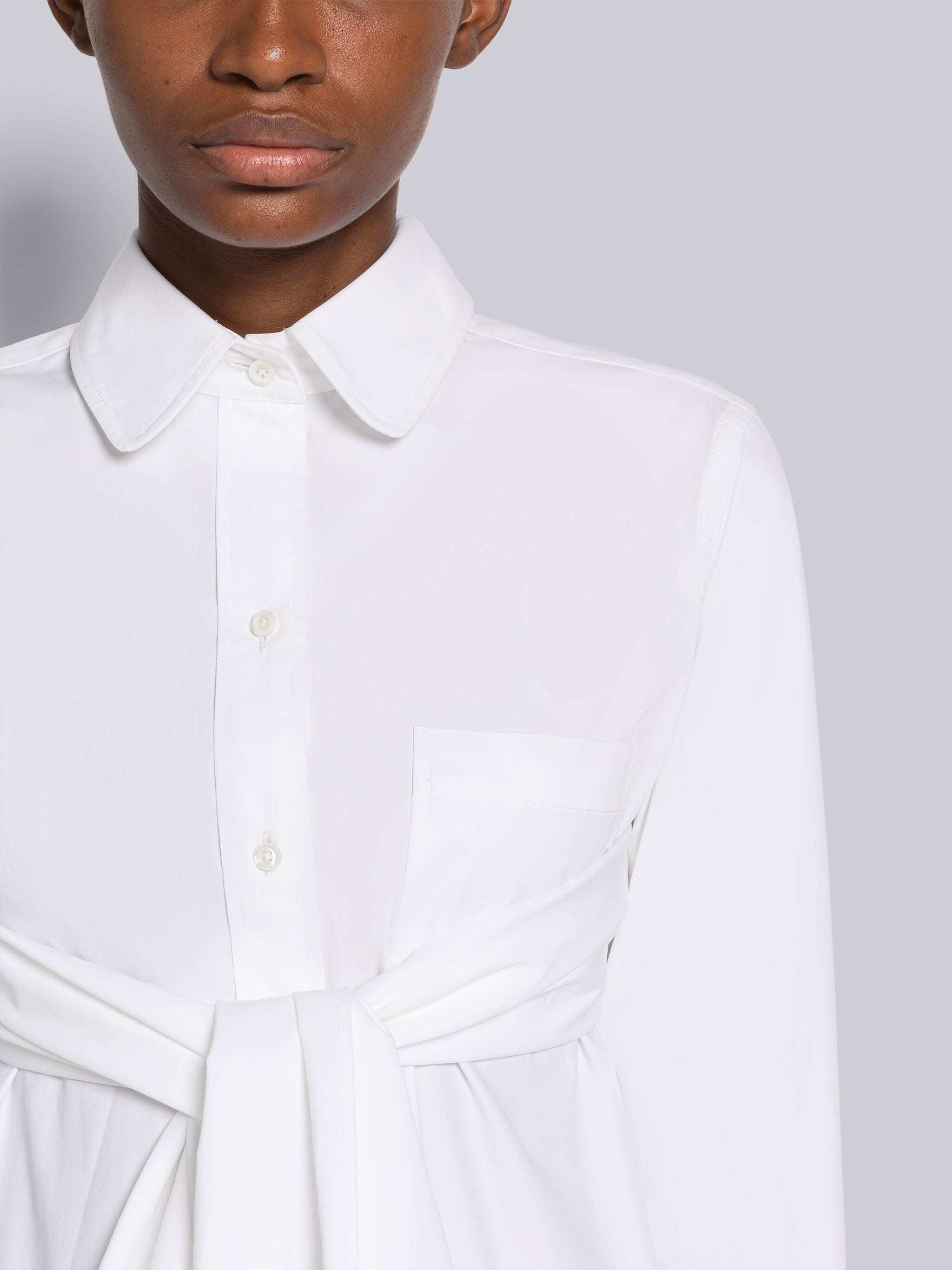 Thom Browne Cross-strap Belted Waist Shirt In White