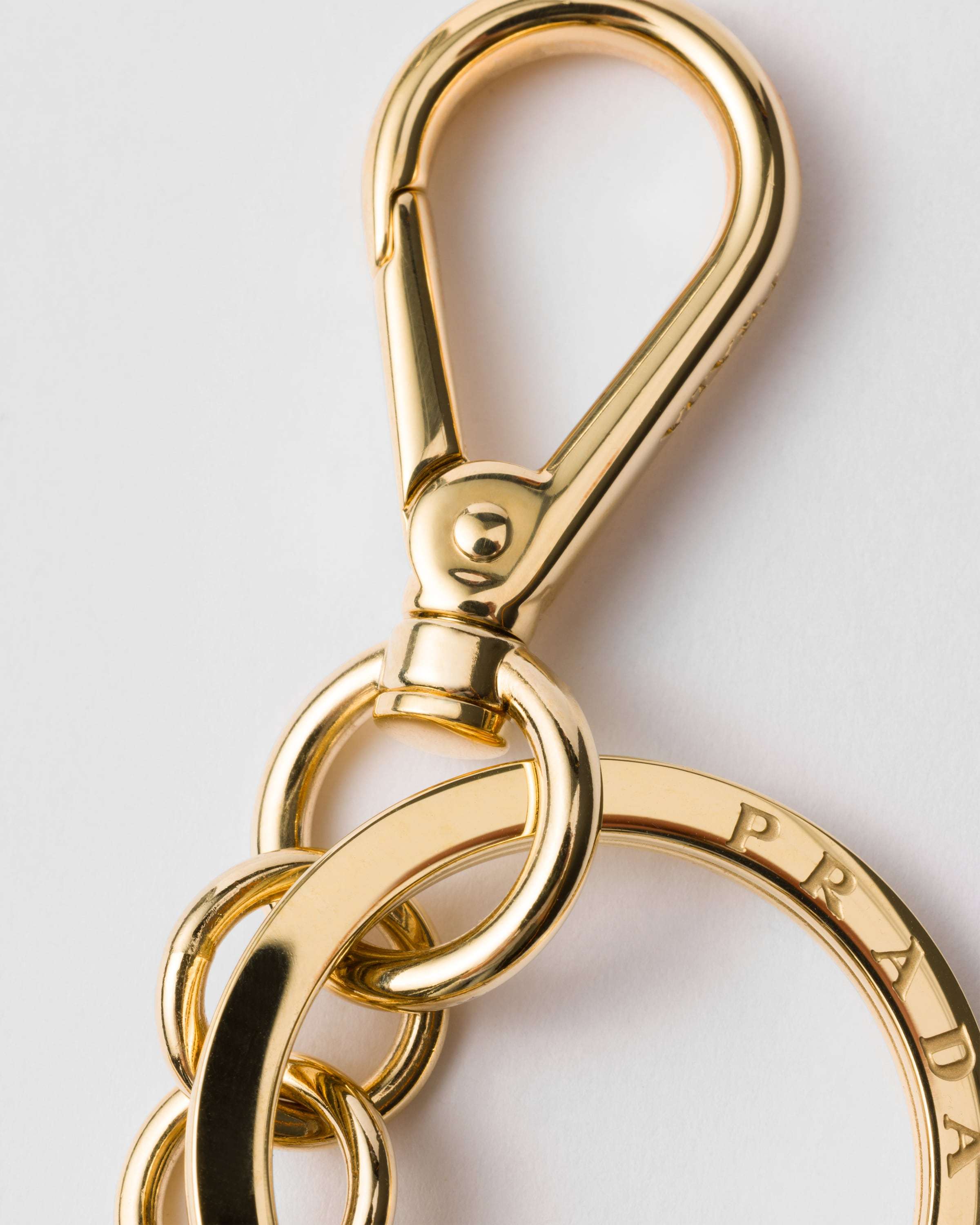 Prada Women Portachiavi Logo Triangolo Saffiano In Green
