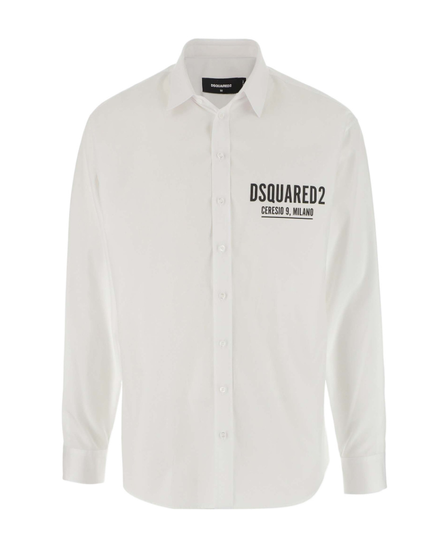 Shop Dsquared2 Logo-print Cotton Shirt In White