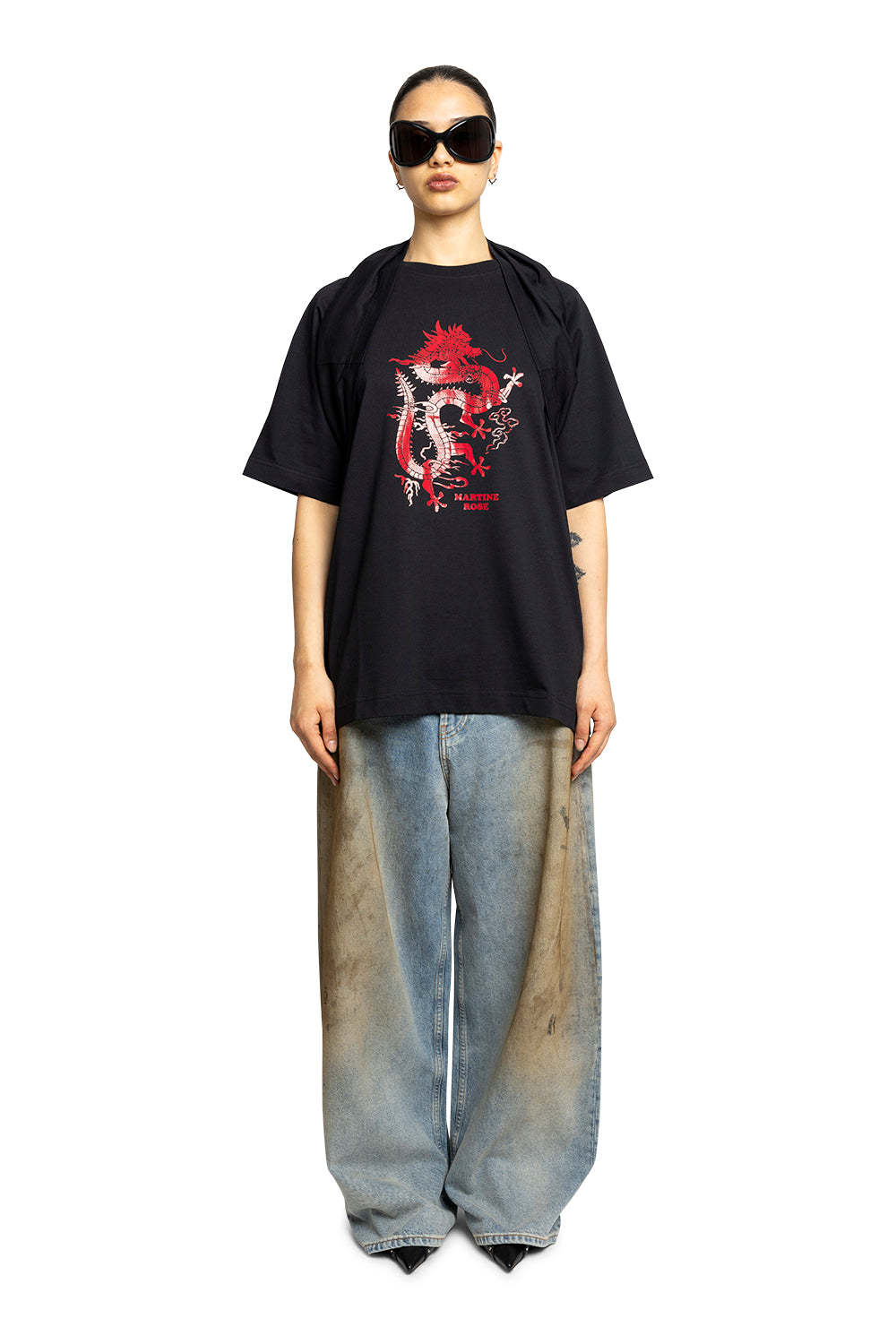 Martine Rose Oversized Black T-shirt Celebration With Print In Black