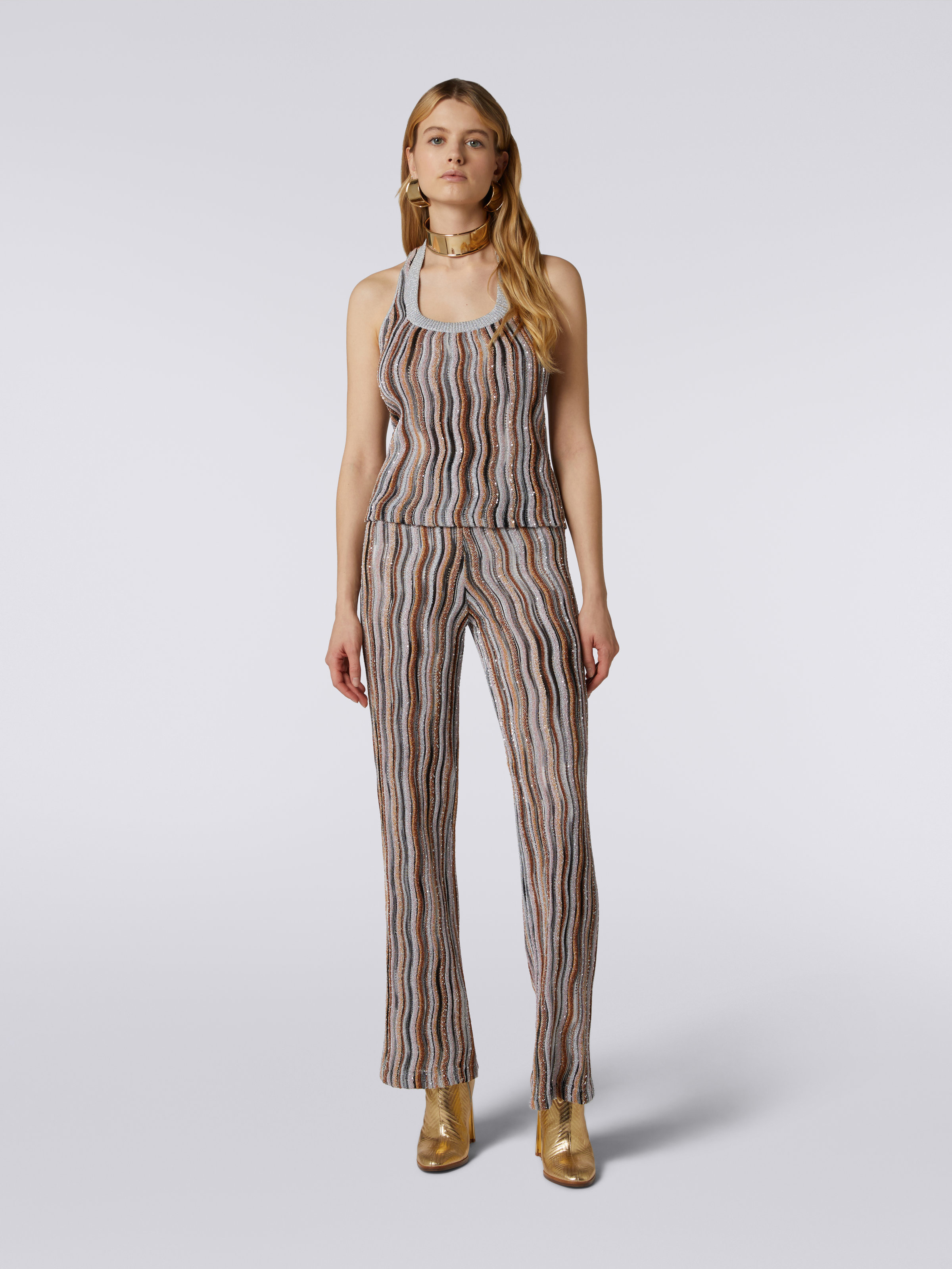 MISSONI ZIGZAG SEQUINED FLARED TROUSERS