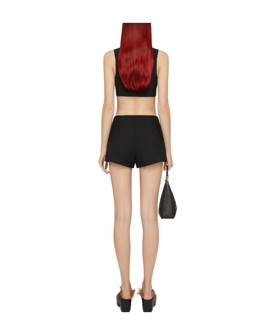 Givenchy Black Zip Front Wool Crop Top In Black