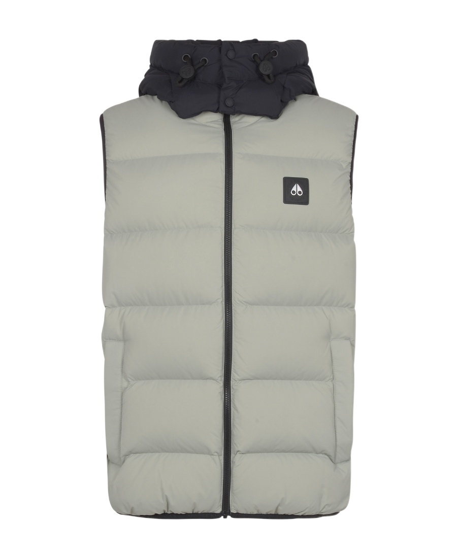 Moose Knuckles Logo-patch Hooded Padded Gilet In Gray