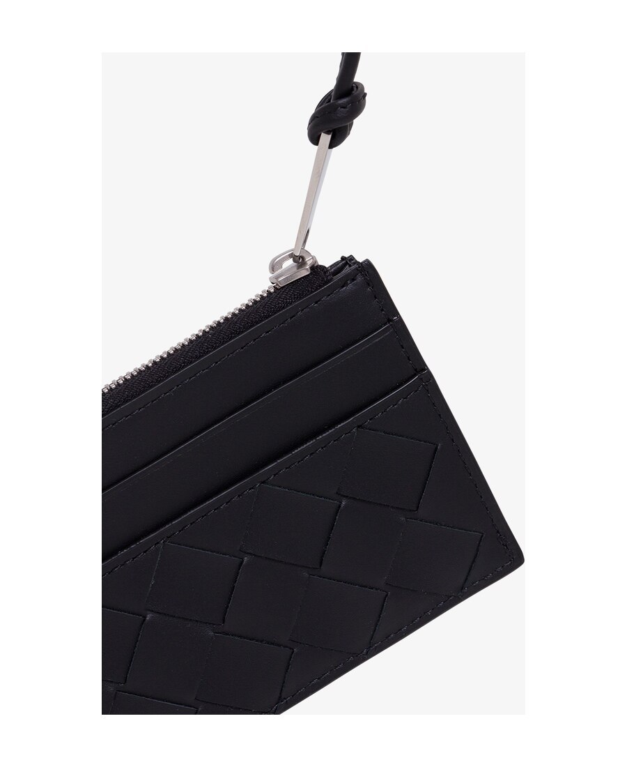 Bottega Veneta Logo Woven Clip In Black