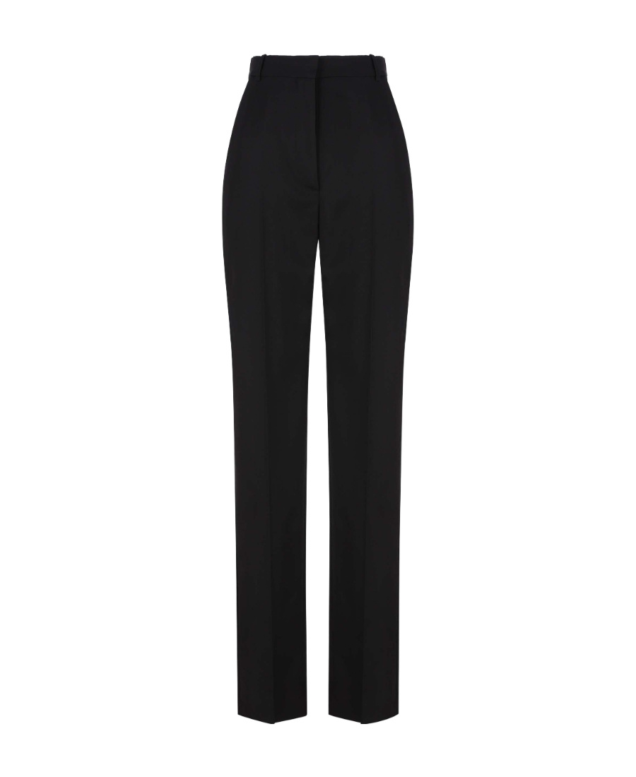 Alexander Mcqueen Womens Black Pressed-crease Buttoned-pocket Regular-fit Straight-leg Wool Trousers In Black