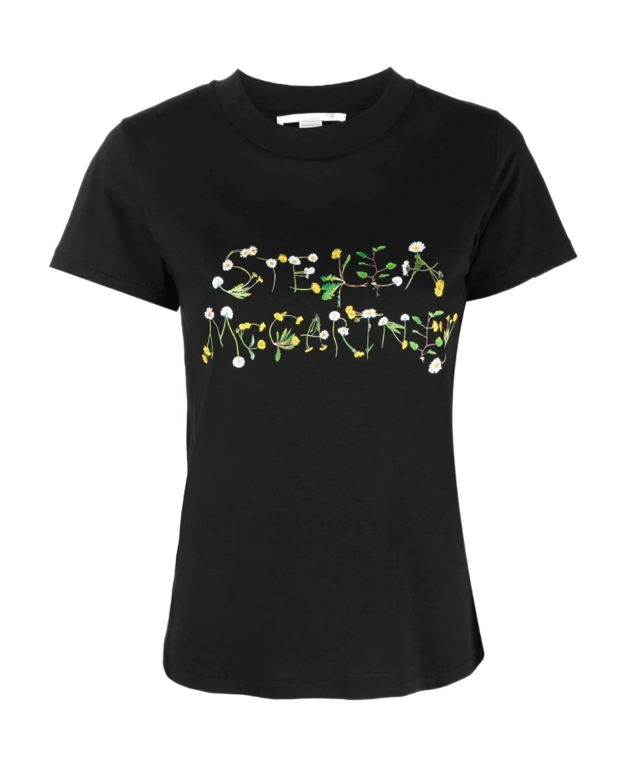 Stella Mccartney Dandelion Logo-print T-shirt In Black
