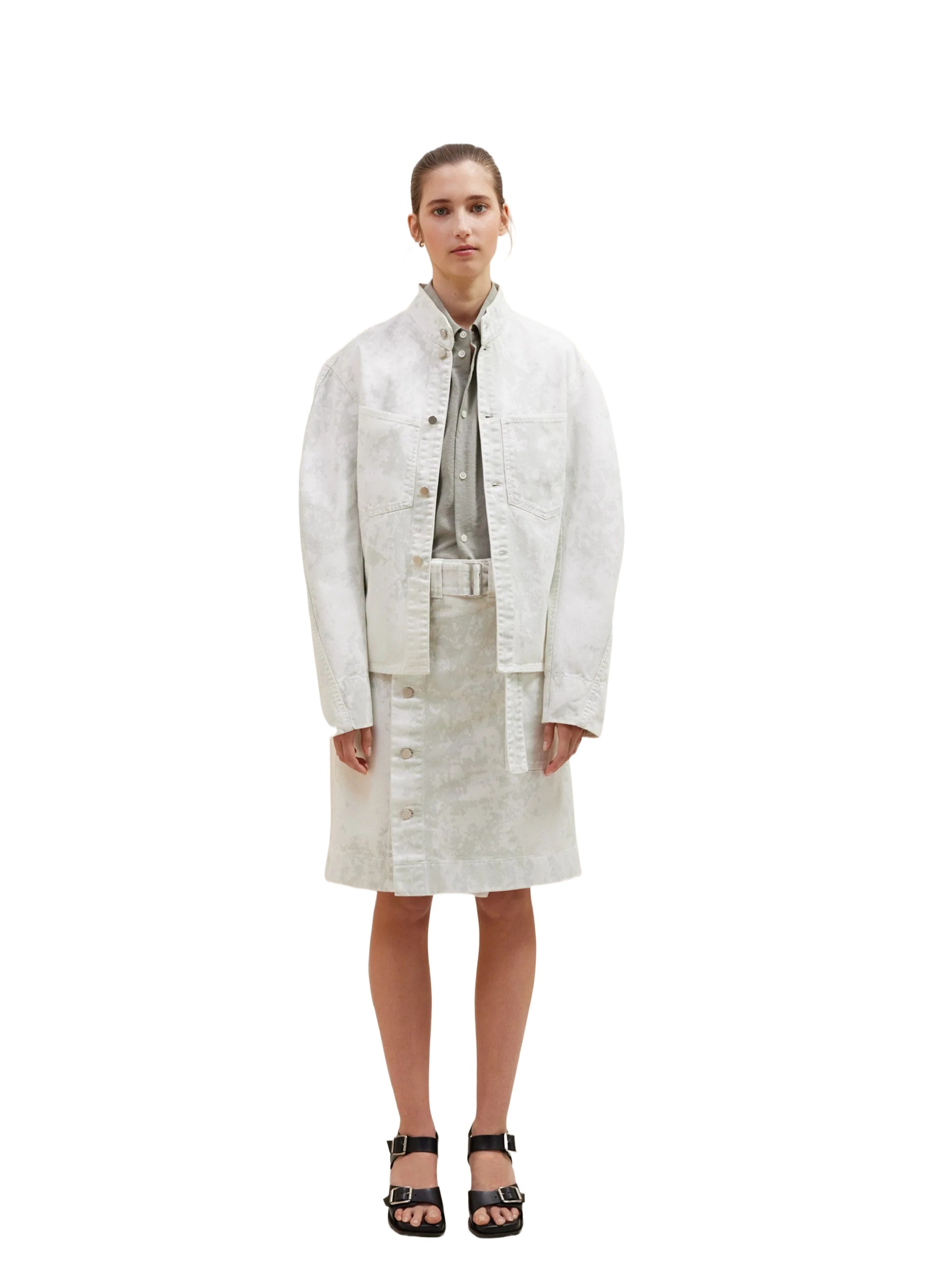 Lemaire Curved Sleeve Denim Jacket In White