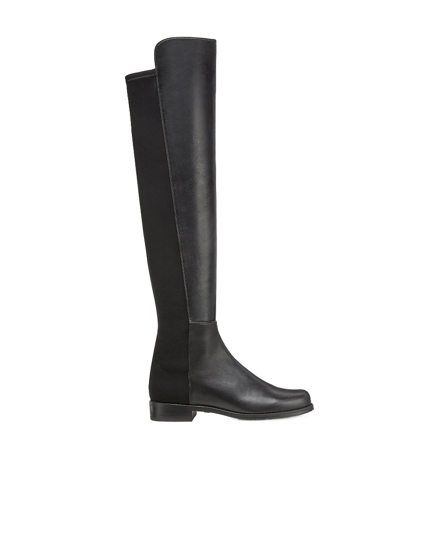 Stuart Weitzman 5050 Knee High Boots In Grey Suede In Black