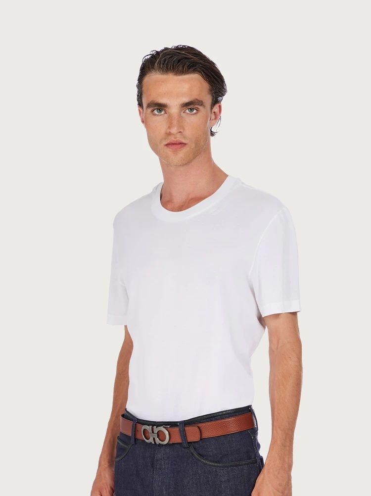 Ferragamo Gancini Leather Belt In Black