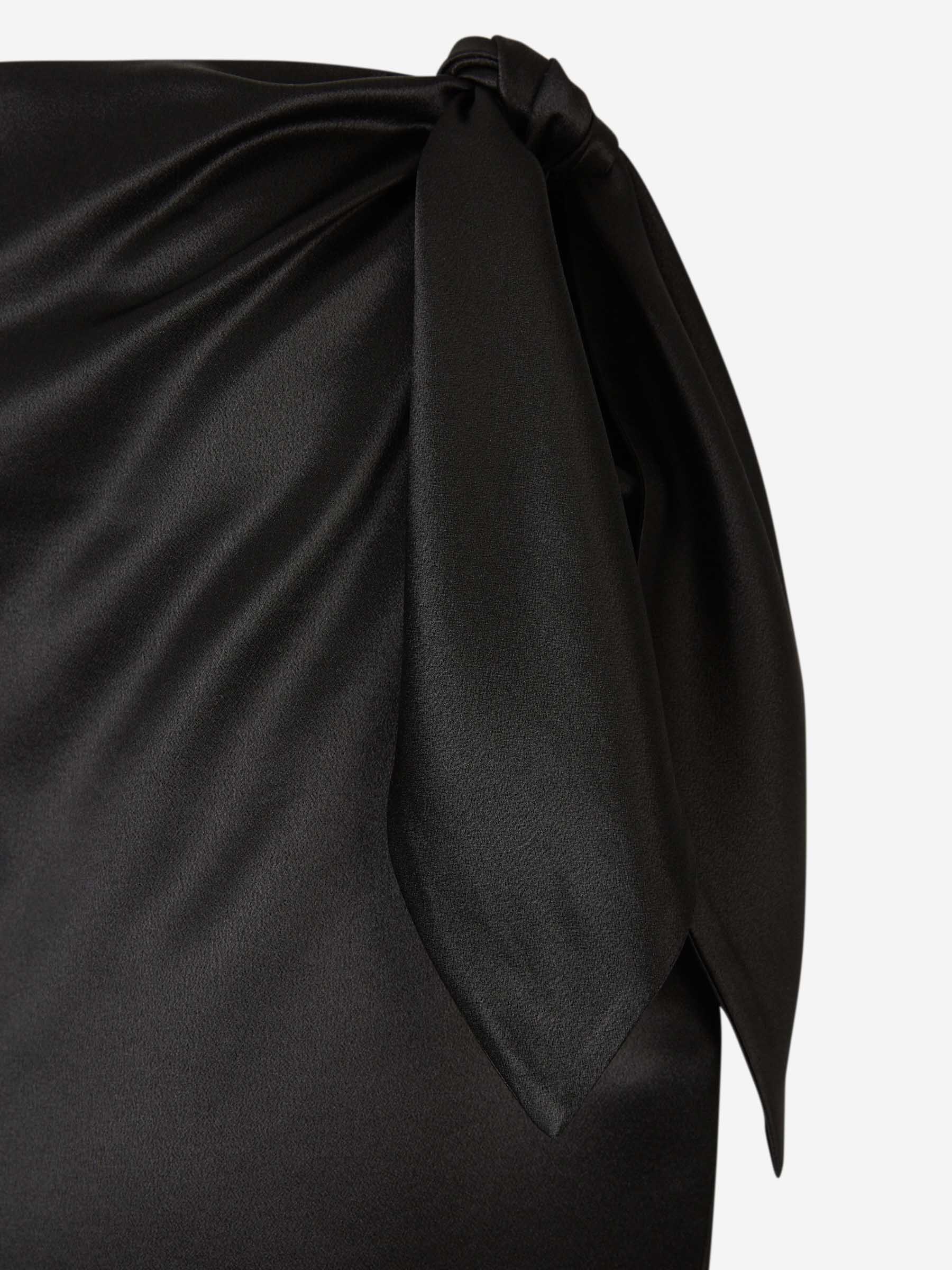 Saint Laurent Knot-detailing Silk Skirt In Black