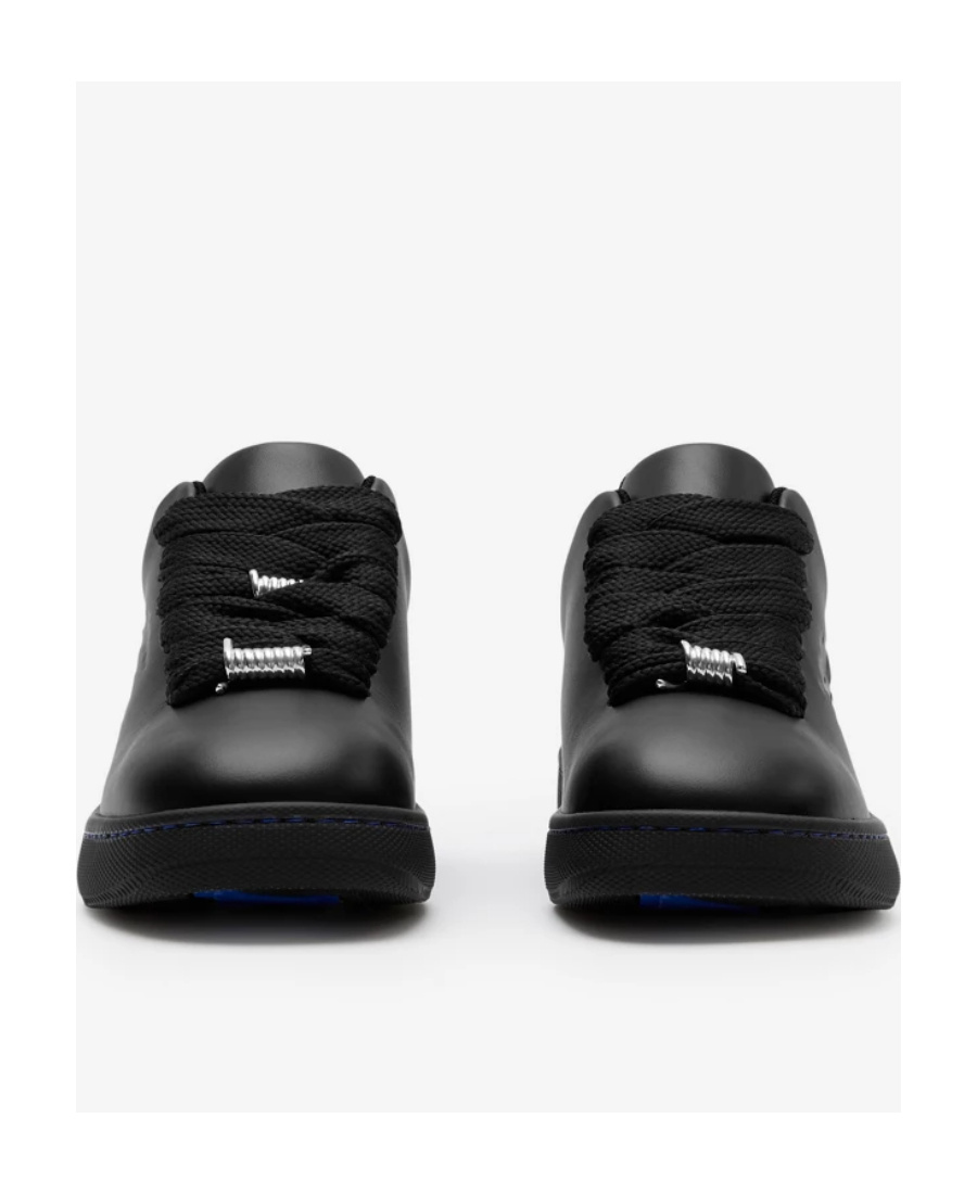 Shop Burberry Bubble Leather Sneakers In Black