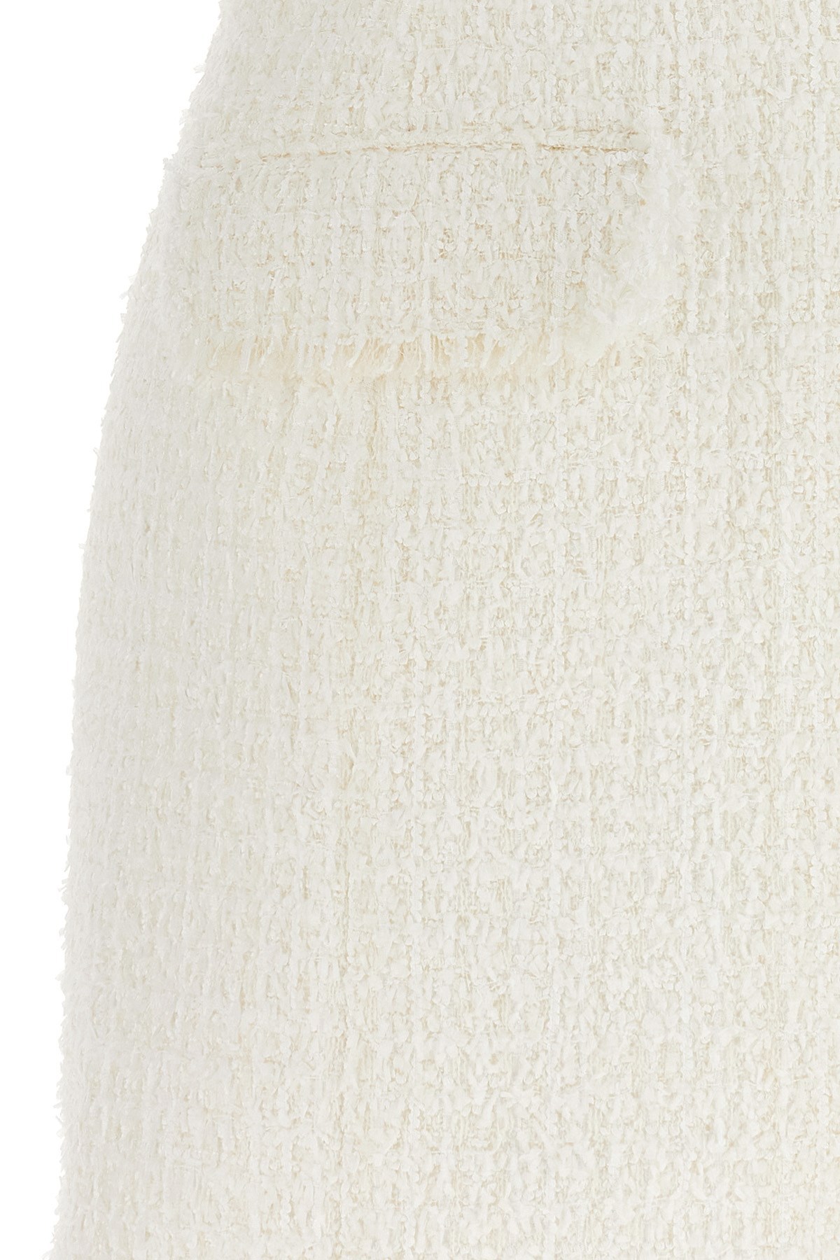 Balmain V-neck Buttoned Tweed Minidress In White