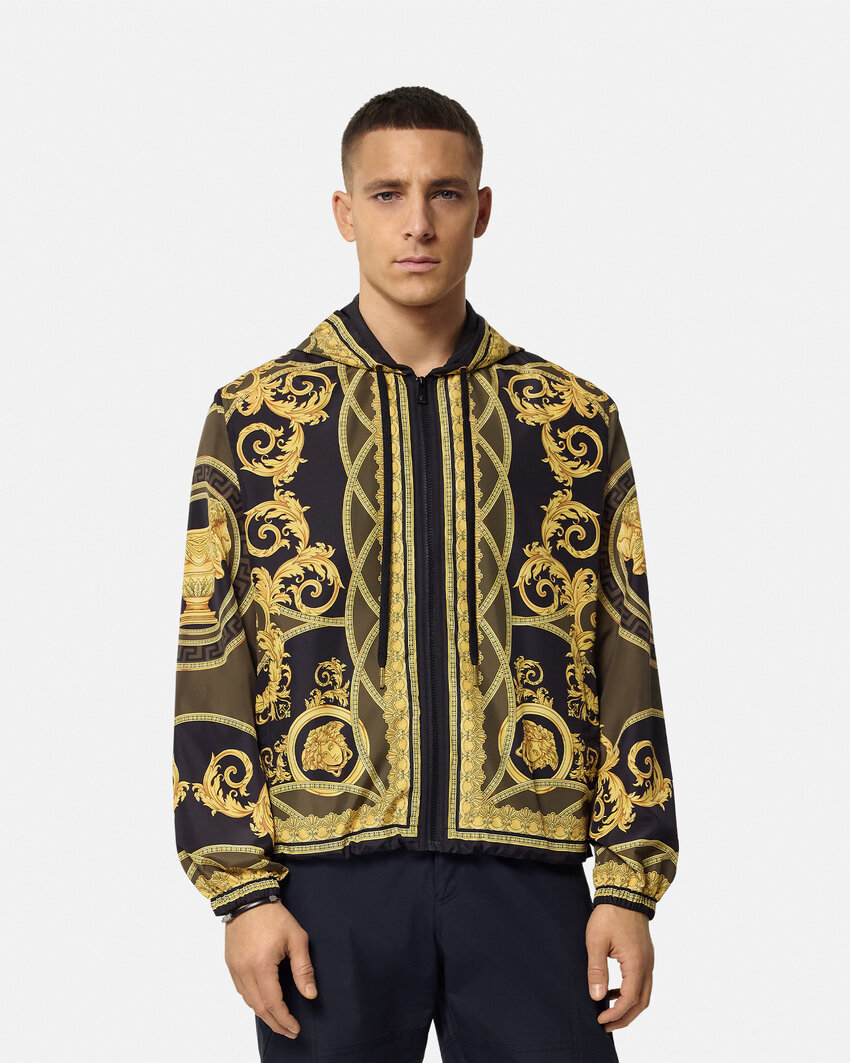 Versace La Coupe Des Dieux Windbreaker Jacket In Black