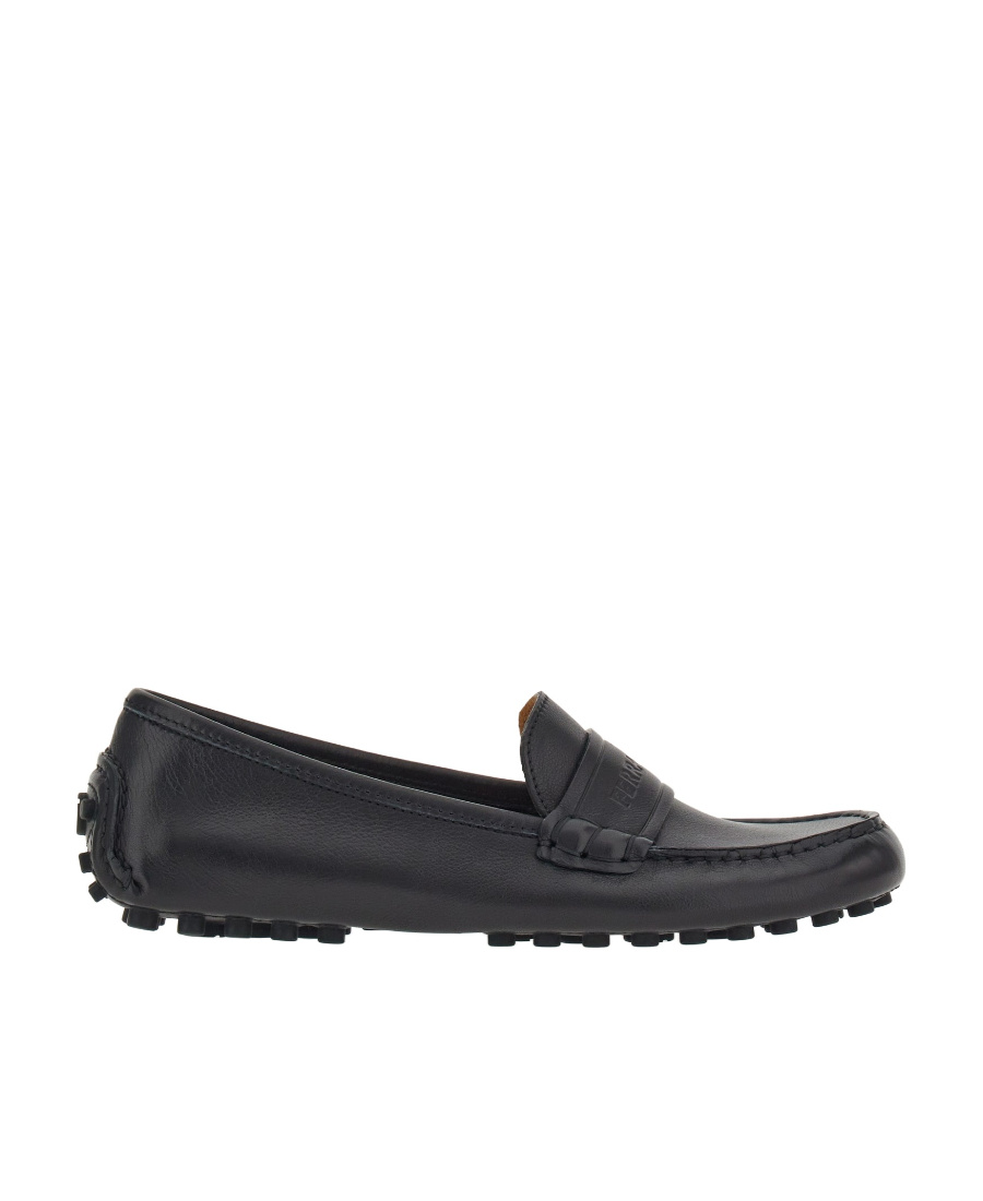 Ferragamo Iside Driver Moccasins In Calfskin In Black