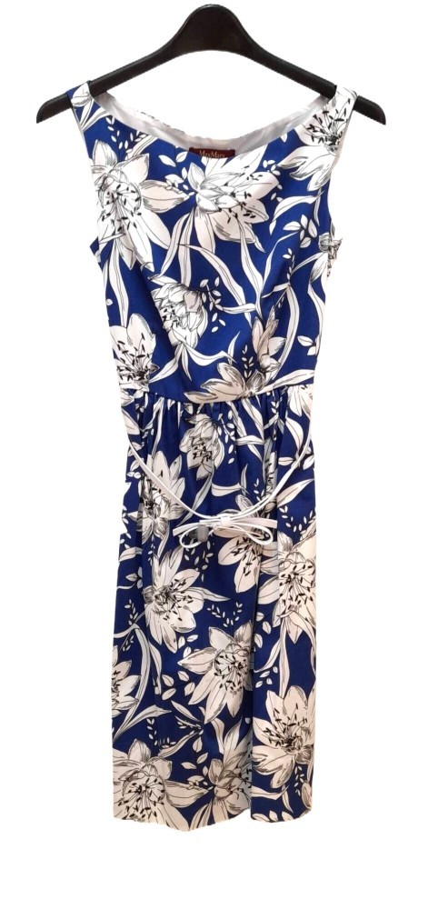Max Mara Round Neck Sleeveless Dress In Multi