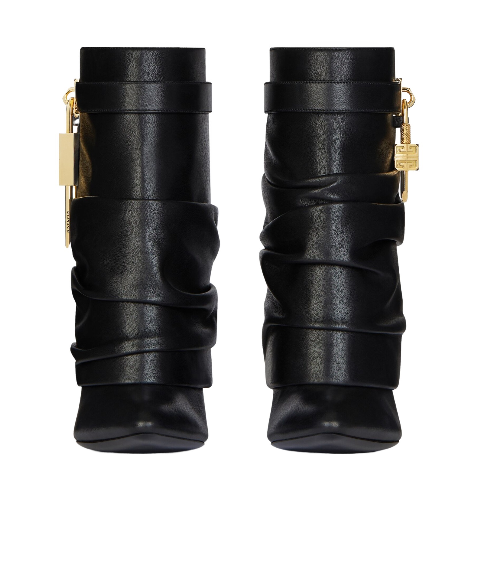 Givenchy Women Black Nappa Leather Shark Lock Stiletto Ankle Boots In Black
